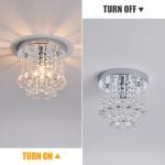 Dellemade Crystal Ceiling Lighting Fixture,Mini Flush Mount Ceiling Light, Modern Crystal Chandelier for Living Room,Kitchen, Hallway,Dining Room (Silver A)