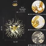 WEITINX Modern Firework Gold 8 Lights Crystal Chandeliers, Sputnik Dandelion Chandelier Light Fixture Pendant Lighting for Bedroom, Foyer, Hallway, Entryway, Kitchen, Dining Room