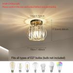 Hudi Fyier Chandelier Crystals Ceiling Lighting Fixtures, 2 Pack Gold Modern Mini Ceiling Light, Small Semi Flush Mount Ceiling Lamp for Hallway Kitchen Dining Rooms Living Rooms Bar