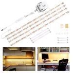 WOBANE Under Cabinet Lighting Kit,Flexible LED Strip Lights Bar,Under Counter Lights for Kitchen,Cupboard,Desk,Monitor Back,Shelf,4x50cm Tape Light Set,120 LEDs,1200lm,2700K WarmWhite,12v Adapter