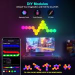 COLWINKU Hexagon Lights Gaming with Remote & App Control, 12 Pack RGB Led Hex Light Panels, Geometry Night Lamp DIY Hexagon Smart Wall Lights Sync to Music for Room Bar Decor Gaming Setup