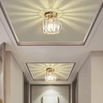 Hudi Fyier Chandelier Crystals Ceiling Lighting Fixtures, 2 Pack Gold Modern Mini Ceiling Light, Small Semi Flush Mount Ceiling Lamp for Hallway Kitchen Dining Rooms Living Rooms Bar
