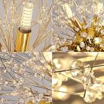 WEITINX Modern Firework Gold 8 Lights Crystal Chandeliers, Sputnik Dandelion Chandelier Light Fixture Pendant Lighting for Bedroom, Foyer, Hallway, Entryway, Kitchen, Dining Room