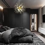 WEITINX Modern Firework Gold 8 Lights Crystal Chandeliers, Sputnik Dandelion Chandelier Light Fixture Pendant Lighting for Bedroom, Foyer, Hallway, Entryway, Kitchen, Dining Room