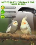 GlowUp UVB 2.4 Bird Cage Light Combo Kit, 20W UVB Bird Light Bulb, Deep U-Shaped Lamp Fixture with Compact Fluorescent Bulb E27 for Captive Birds, Reptiles