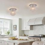 Dellemade Crystal Ceiling Lighting Fixture,Mini Flush Mount Ceiling Light, Modern Crystal Chandelier for Living Room,Kitchen, Hallway,Dining Room (Silver A)