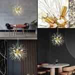 WEITINX Modern Firework Gold 8 Lights Crystal Chandeliers, Sputnik Dandelion Chandelier Light Fixture Pendant Lighting for Bedroom, Foyer, Hallway, Entryway, Kitchen, Dining Room