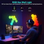 COLWINKU Hexagon Lights Gaming with Remote & App Control, 12 Pack RGB Led Hex Light Panels, Geometry Night Lamp DIY Hexagon Smart Wall Lights Sync to Music for Room Bar Decor Gaming Setup