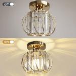 Hudi Fyier Chandelier Crystals Ceiling Lighting Fixtures, 2 Pack Gold Modern Mini Ceiling Light, Small Semi Flush Mount Ceiling Lamp for Hallway Kitchen Dining Rooms Living Rooms Bar