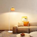 KlkrzJwy Nordic Orange Glass Floor Lamp Arc Height Adjustable Floor Light Marble Base Tall Lamp with Globe Glass E26 Dimmable Standing Fixtures for Living Room Sofa Area Study Bedroom