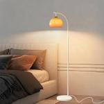 KlkrzJwy Nordic Orange Glass Floor Lamp Arc Height Adjustable Floor Light Marble Base Tall Lamp with Globe Glass E26 Dimmable Standing Fixtures for Living Room Sofa Area Study Bedroom