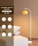KlkrzJwy Nordic Orange Glass Floor Lamp Arc Height Adjustable Floor Light Marble Base Tall Lamp with Globe Glass E26 Dimmable Standing Fixtures for Living Room Sofa Area Study Bedroom