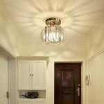 Hudi Fyier Chandelier Crystals Ceiling Lighting Fixtures, 2 Pack Gold Modern Mini Ceiling Light, Small Semi Flush Mount Ceiling Lamp for Hallway Kitchen Dining Rooms Living Rooms Bar