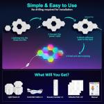 COLWINKU Hexagon Lights Gaming with Remote & App Control, 12 Pack RGB Led Hex Light Panels, Geometry Night Lamp DIY Hexagon Smart Wall Lights Sync to Music for Room Bar Decor Gaming Setup