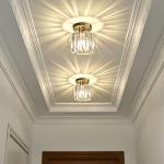 Hudi Fyier Chandelier Crystals Ceiling Lighting Fixtures, 2 Pack Gold Modern Mini Ceiling Light, Small Semi Flush Mount Ceiling Lamp for Hallway Kitchen Dining Rooms Living Rooms Bar