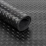 Black Rubber Matting Roll | Thick Heavy Duty Flooring Mat, Indoor & Outdoor, Non-Slip, Waterproof & Easy to Cut | Ideal for Garage, Vans, Gym, Shed Floor | 1.5m Width 3mm (Checker Plate, 3m x 1.5m)
