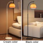 KlkrzJwy Nordic Orange Glass Floor Lamp Arc Height Adjustable Floor Light Marble Base Tall Lamp with Globe Glass E26 Dimmable Standing Fixtures for Living Room Sofa Area Study Bedroom