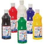 Baker Ross FN163 Primary Colours Ready Mixed Poster Paints - Pack of 6, Paint Value Pack of Bottles, Paint for Kids