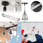 TOP-VIGOR 2Sets Light Fixture Ceiling Bracket, 115mm Ceiling Light Plate Kit, Light Fixture Mounting Bracket Plate Steel Crossbar for Home Office Pendant Wall Light, with Screw Washer Nut