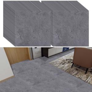 YAYODS 40 Pack Self Adhesive Floor Tile Vinyl Flooring, Grey 30x30cm Marble Effect Flooring, Waterproof Stone Texture Stickers, Peel and Stick Floor Tile for Kitchen Bathroom Living Room
