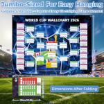 Kunoli 2026 FIFA World Cup Schedule Poster - 48 Teams Tournament Wall Chart, 2-in-1 Double-Sided Match Fixtures & Team Info, A1 Size 84x57cm, PVC Material, Football Party Decor & Fan Gift