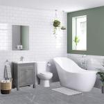 YAYODS 40 Pack Grey Self Adhesive Floor Tile Vinyl Flooring, 30x30cm Concrete Marble Effect Flooring Stickers, Waterproof Peel and Stick Floor Tile for Kitchen Bathroom Living Room Anti Slip