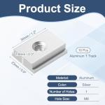 M METERXITY Aluminum t Track (10Pcs, 1.2Inch, M8, Silver)- T-Slider for T-Slot Miter Slider, Double-Cut& Pre Drilled Mounting Holes, Apply to Woodworking/Fixtures/Crosscut Sled/Router Table