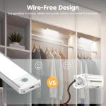 Under Cabinet Kitchen Lights 3 Pack - 6000K LED Motion Sensor Lights Indoor, 1100mAh Rechargeable Light, Dimmable & Magnetic Wireless Under Counter Lights for Cupboard|Shelf|Wardrobe|Stairs, 20CM