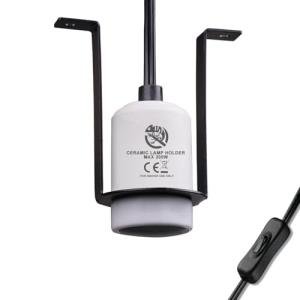 REPTI HOME Reptile Ceramic Holder Fixture, Heat Lamp Holder for Terrariums and Vivariums Light, Pet Heater Bracket for Tortoise, Gecko, Lizard, Bearded Dragon