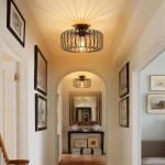 Gokoly Black Metal Ceiling Lighting Fixture, Semi Flush Mount Ceiling Light Pendant Lights for Living Room Bedroom Dining Room Kitchen Hallway Lounge