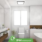 zemty 22CM Black LED Ceiling Lights, 3000K/4000K/6500K Waterproof Bathroom Light, 18W 1950LM Modern Square Flush Ceiling Lighting Fixture for Kitchen Hallway Bedroom Porch Toilet