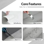 NUFLR Floor Tiles Self Adhesive Vinyl Flooring Grey Wood Effect Peel and Stick Floor Tile Vinyl Flooring Roll for Kitchen Living Room and Bathroom Planks 15X90cm 10pcs (1.35m²)