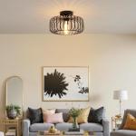 Gokoly Black Metal Ceiling Lighting Fixture, Semi Flush Mount Ceiling Light Pendant Lights for Living Room Bedroom Dining Room Kitchen Hallway Lounge