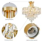 WUZUPS Crystal Chandelier Flushmount Ceiling Light Modern Lighting Fixture for Bedroom Hallway Bar Kitchen Bathroom, H 49 x W 46.5, E14 Base, Gold