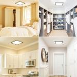 zemty 22CM Black LED Ceiling Lights, 3000K/4000K/6500K Waterproof Bathroom Light, 18W 1950LM Modern Square Flush Ceiling Lighting Fixture for Kitchen Hallway Bedroom Porch Toilet