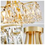 WUZUPS Crystal Chandelier Flushmount Ceiling Light Modern Lighting Fixture for Bedroom Hallway Bar Kitchen Bathroom, H 49 x W 46.5, E14 Base, Gold