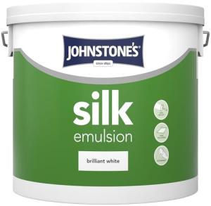 Johnstone's 306759 Silk Emulsion Paint, Brilliant White, 5 l (Pack of 1)