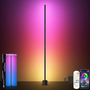 Tyute LED Floor Lamp, RGB Corner Light with Music Sync, Smart App and Remote Control Color Changing Ambience Lighting, Standing Lamp with 16 Million Colors for Bedroom, Living Room Gaming Room