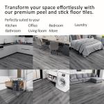 Vinyl Flooring Roll, 30cmX 5m, Laminate Wood Flooring, Peel n Stick,Waterproof Covering for Bedroom, Living room,Rental,(1.5m² Smoke Grey)
