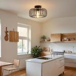 Gokoly Black Metal Ceiling Lighting Fixture, Semi Flush Mount Ceiling Light Pendant Lights for Living Room Bedroom Dining Room Kitchen Hallway Lounge