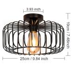 Gokoly Black Metal Ceiling Lighting Fixture, Semi Flush Mount Ceiling Light Pendant Lights for Living Room Bedroom Dining Room Kitchen Hallway Lounge
