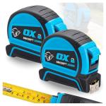OX Tools Pro Dual Auto Lock Tape Twinpack - 8m / 26ft, Blue (OX-P505488)