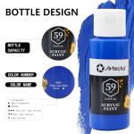 Artecho Acrylic Paints Set 18 Colors 2 Ounce/59ml with 10 Art Brushs, Non Toxic, Model Paint, Waterproof Paint, Acrylic Paint Kit for Canvas, Crafts, Glass, Clay, Wood, Fabric, Poster, Leather&Rock