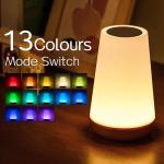 Ledivion Night Light, LED Touch Bedside Table Lamp, RGB Colours Changing, 5 Brightness Level Switch, Timing Function, Rechargable Remote Control Dimmable Light for Bedroom, Living Room