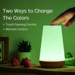 Ledivion Night Light, LED Touch Bedside Table Lamp, RGB Colours Changing, 5 Brightness Level Switch, Timing Function, Rechargable Remote Control Dimmable Light for Bedroom, Living Room