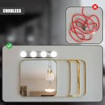 GEEZY Stick-On Vanity Lights for Mirror - Battery Powered, Cordless, Easy Setup - Hollywood Style LED Makeup Lights for Dressing Table, Bathroom, Vanities - Great for Makeup, Grooming, Shaving