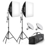 RALENO Softbox Lighting Kit, 2×50×50cm Photography Studio Lighting with 50W 5500K LED Bulbs, 97 CRI Light Box Lighting for Video Recording, Studio, Portraits and Product Shooting Youtube
