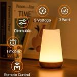 Ledivion Night Light, LED Touch Bedside Table Lamp, RGB Colours Changing, 5 Brightness Level Switch, Timing Function, Rechargable Remote Control Dimmable Light for Bedroom, Living Room