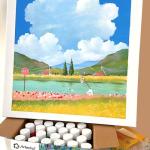 Artecho Acrylic Paints Set 18 Colors 2 Ounce/59ml with 10 Art Brushs, Non Toxic, Model Paint, Waterproof Paint, Acrylic Paint Kit for Canvas, Crafts, Glass, Clay, Wood, Fabric, Poster, Leather&Rock