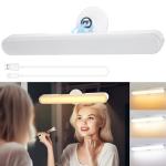 Rinfency Makeup Mirror Lights Stick On Mirror, 4000mAH Rechargeable Battery Operated Dressing Table Lights, Touch Make Up Vanity Lights, Screw-Free Portable LED Lamp Bathroom Lighting USB Light Bulb
